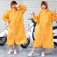 waterproof nylon raincoat women plastic long overall ladies hooded raincoat yellow stylish impermeable rainy coat women gift