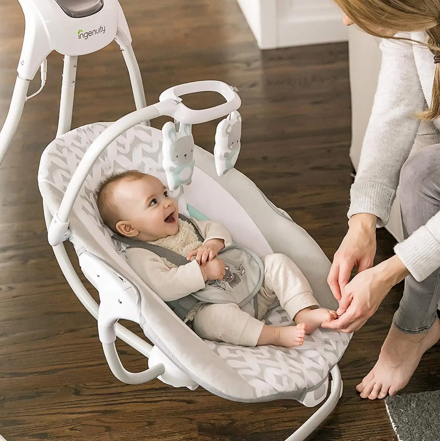 LazyChild Baby Rocking Chair Detachable Multi-Functional Comfort Cradle Baby Coaxing Sleep Rocking Chair Electric Swing Chair