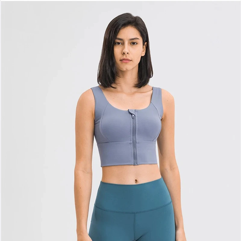 

Lulu альтернатива передняя молния полный охват Бег тренировки Фитнес Бюстгальтер Ударопрочный телесный спортивный бюстгальтер укороченный топ