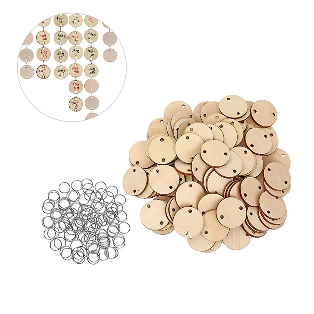 

100 Pcs Reminder Wood Board Chips Craft Calendar Pieces Adornos Para Cutouts Wooden Slices Round Disc
