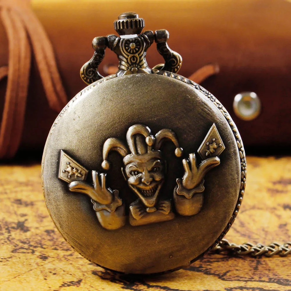 

Аналоговые карманные часы с черепом, винтажные часы с бронзовым ожерельем, в античном стиле, кварцевые, с римскими цифрами, на цепочке