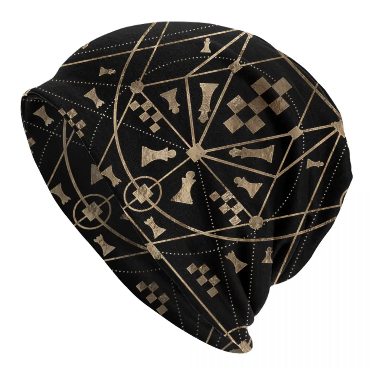 Sacred Geometry Ornament With Chess Pieces Adult Men's Women's Knit Hat Keep warm winter knitted hat