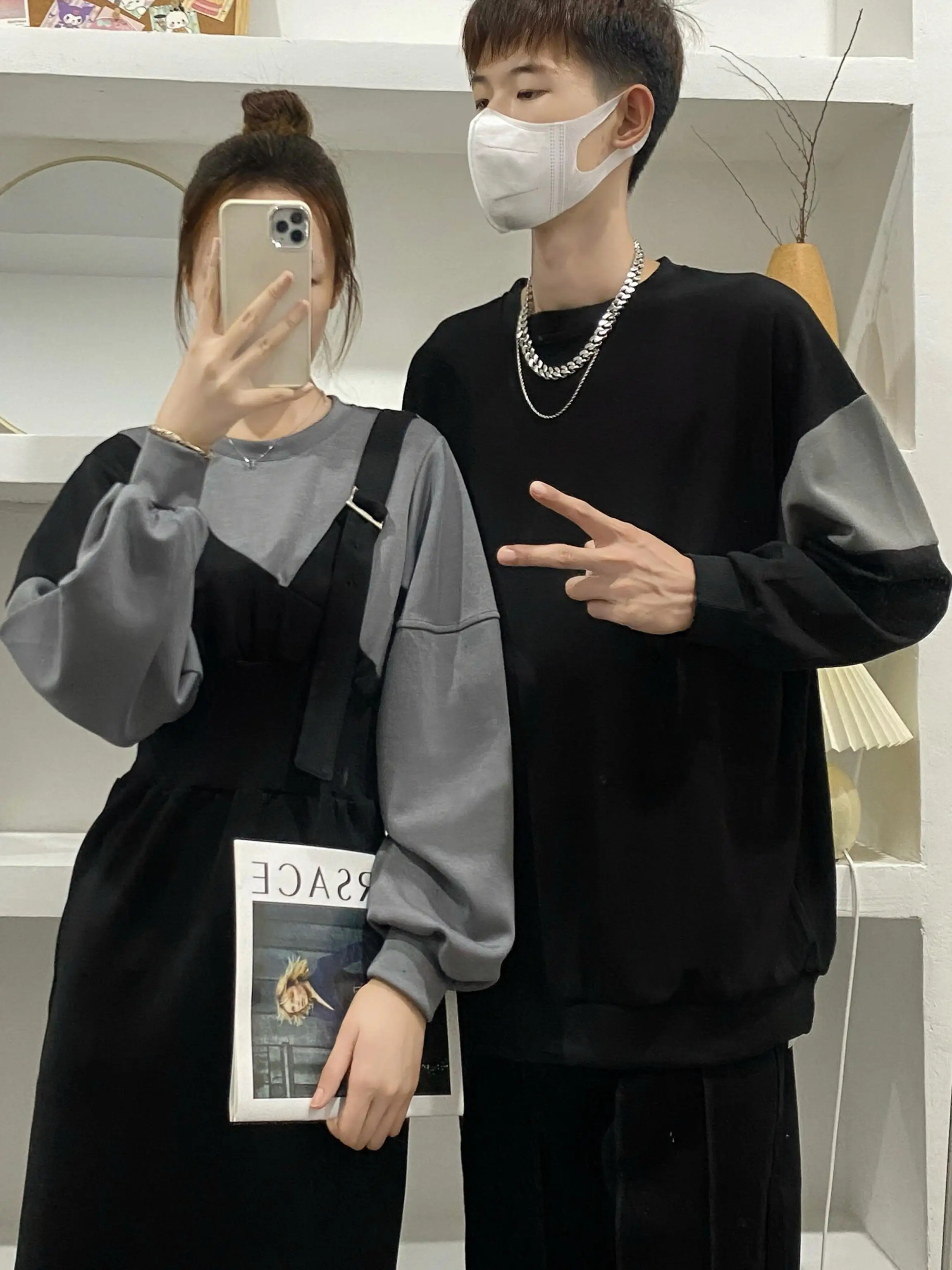 Different Couple look Autumn clothes 2024 New Ins Fashion Brand Long sleeve Hoodie Dress A Skirt Clothes