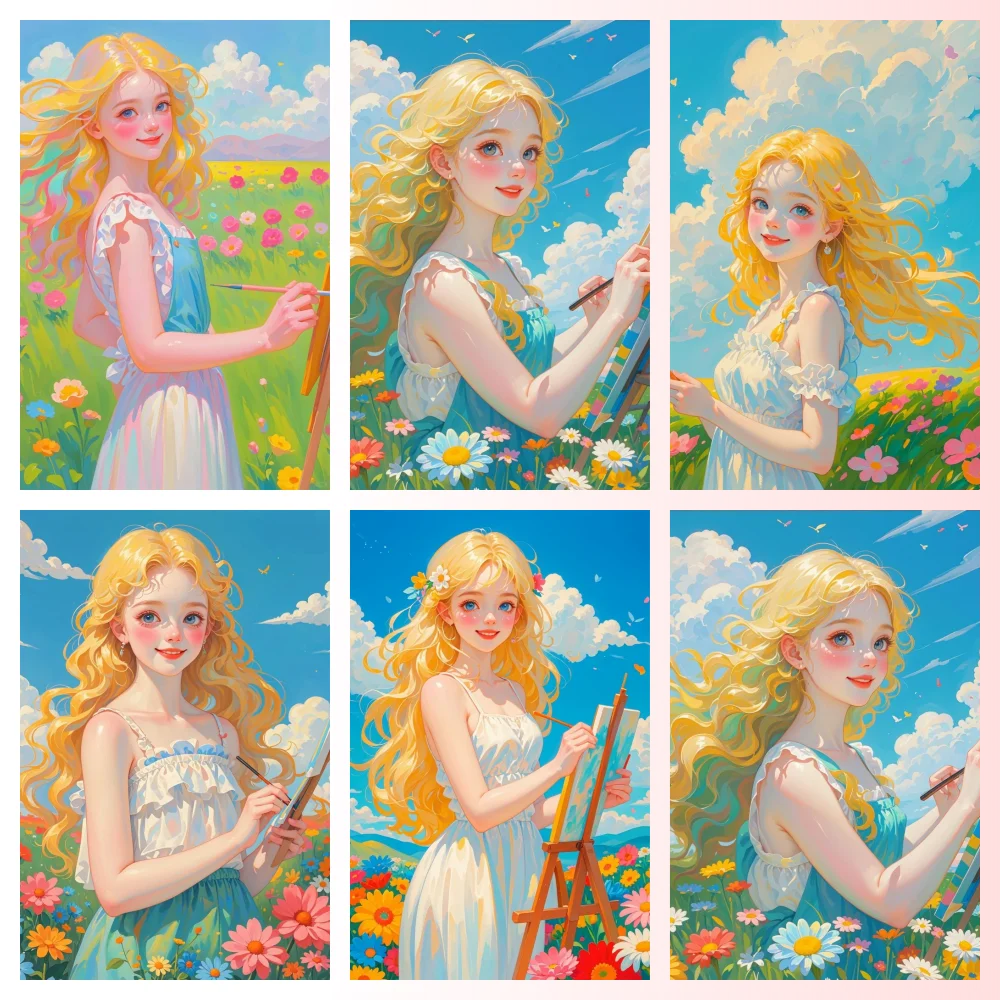 Набор для вышивки крестиком с изображением девушки художника