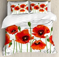 floral duvet cover set poppies of spring season pastoral flowers botany bouquet field nature theme art decorative 3 piece bed