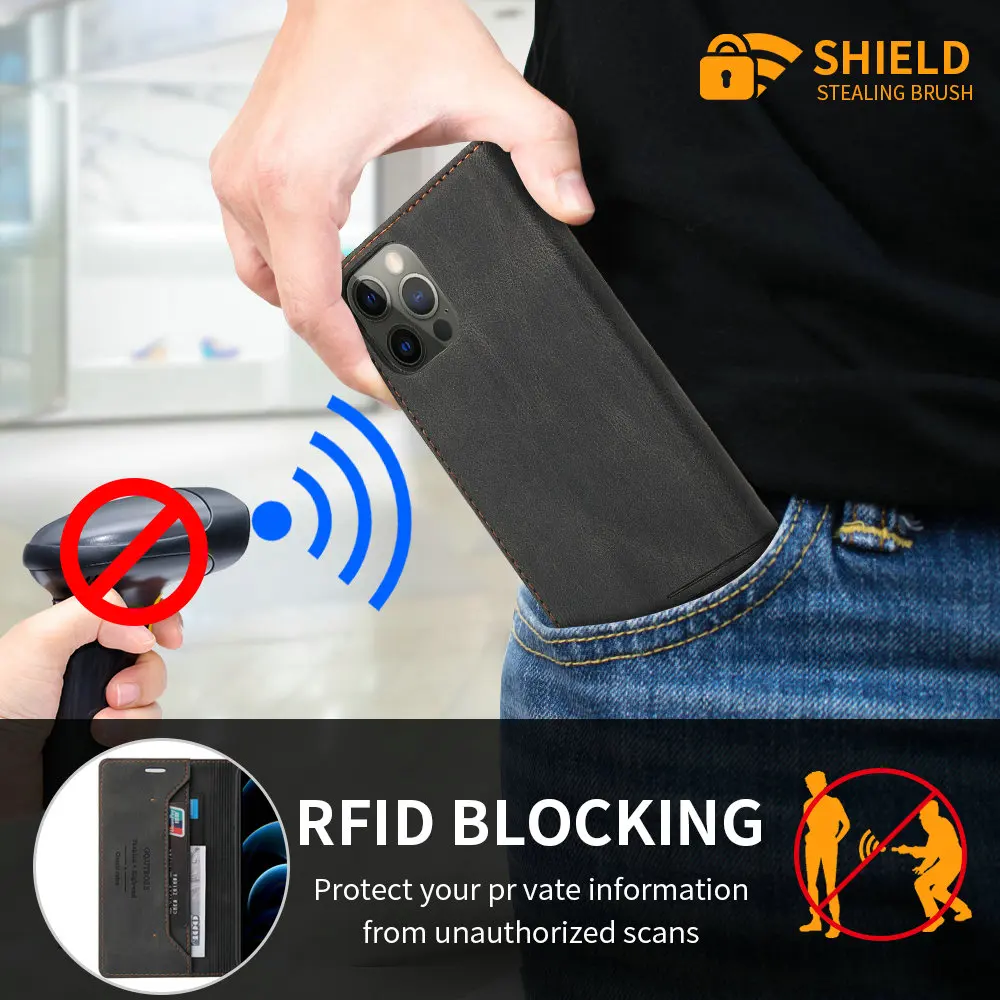 Poco C55 X4 GT X3 NFC X5 5G Flip Case RFID Leather Texture Book Shell for Xiaomi Poco X5 Pro Case Mi C40 F4 3 X 5 M 4 3X M5s F3