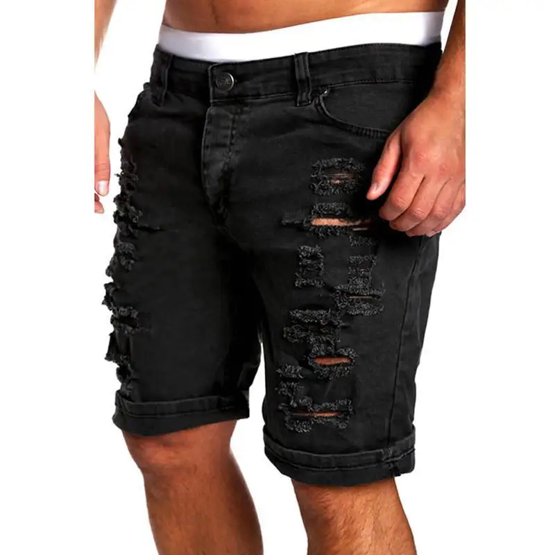 Mens Denim Chino fashion shorts Washed denim Boy Skinny Runway short men jeans shorts homme Destroyed Ripped Jeans Plus Size