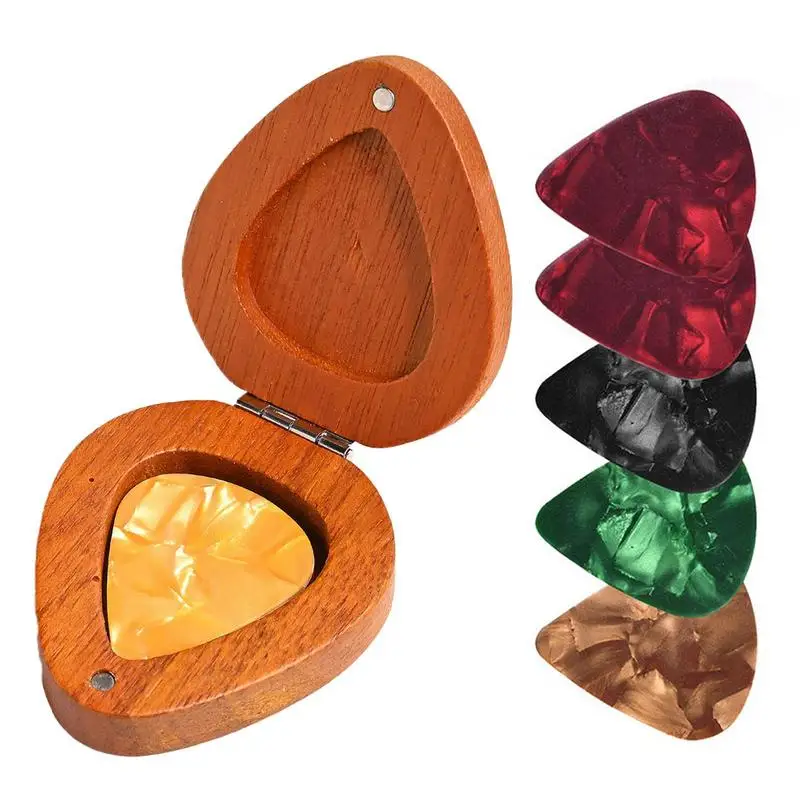 

Wood Guitar Pick Holder Wooden Collector Guitar Pick Container Display Box Smooth Guitar Pick Container For Electric Acoustic
