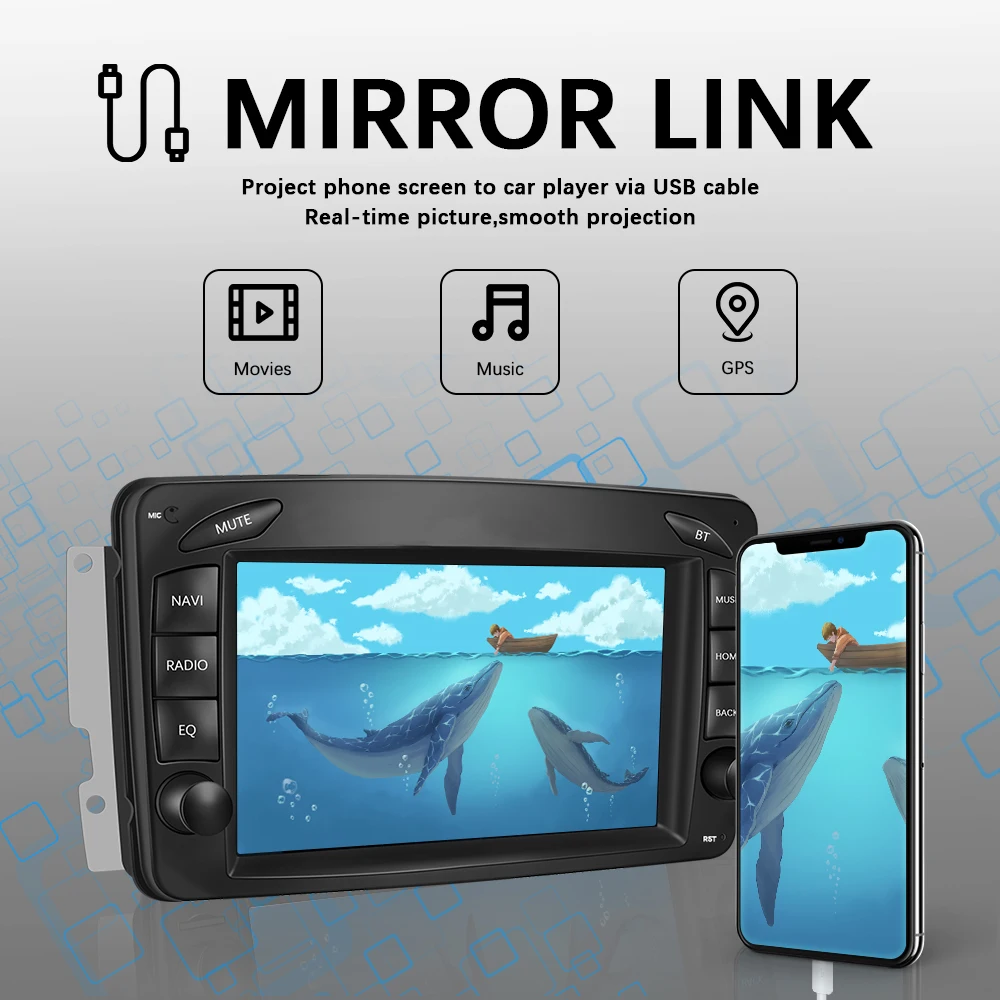 Автомагнитола Podofo мультимедийный плеер на Android с GPS для Mercedes Benz CLK W209 W203 W463 W208