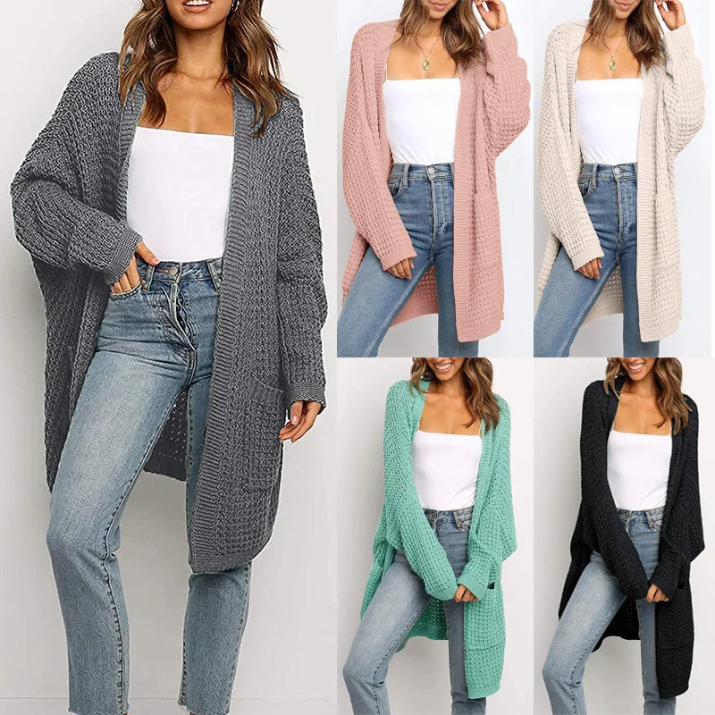 

Ladies Cardigan Sweater 2022 New Autumn And Winter Casual Women's Clothing Knitted Sweater Coat Female Solid Color Long Sweater