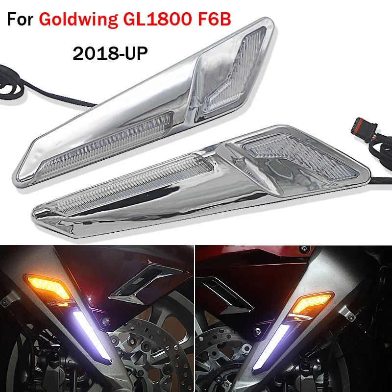 Krom миллиард motosiklet/3 fren çatal monte NAV Honda için светодиодная Desen Fag Alın kanat GL 1800 GL1800 2018-UP 2019 2020