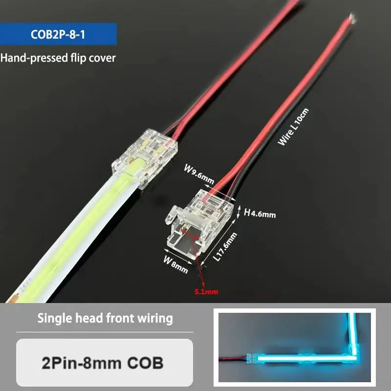 

5 шт./пакет, хрустальная пряжка SMD Cob, светодиодная лента, разъем 5 мм, 8 мм, 10 мм, 2 контакта, 2 провода, угловой светодиодный разъем