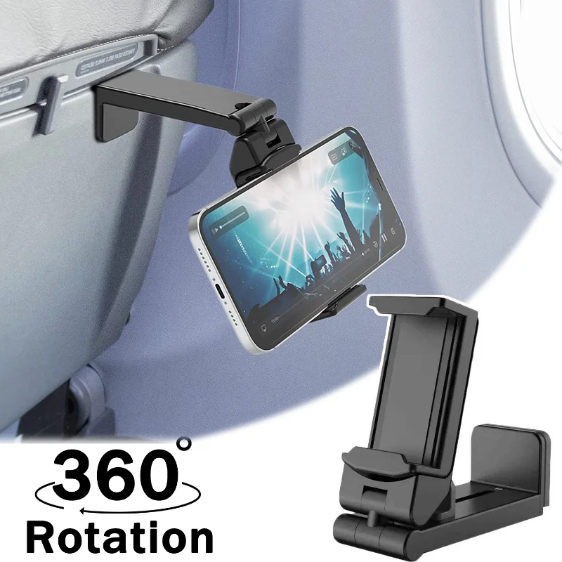 

Airplane Phone Holder Portable Rotatable Travel Essentials Mobile Phone Bracket Universal Seat Back Tray Table Phone Clip Holder