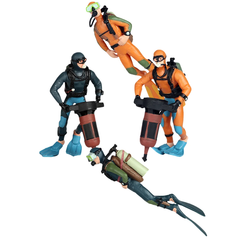 

4 Pcs Diver Decorations Simulated Statue Figure Plastic Aquarium Craft Decorative Small Lifelike Figurines Sand Table