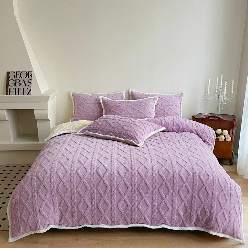 2024 новый бархатный однотонный комплект из четырех предметов Tafu матрас теплый и