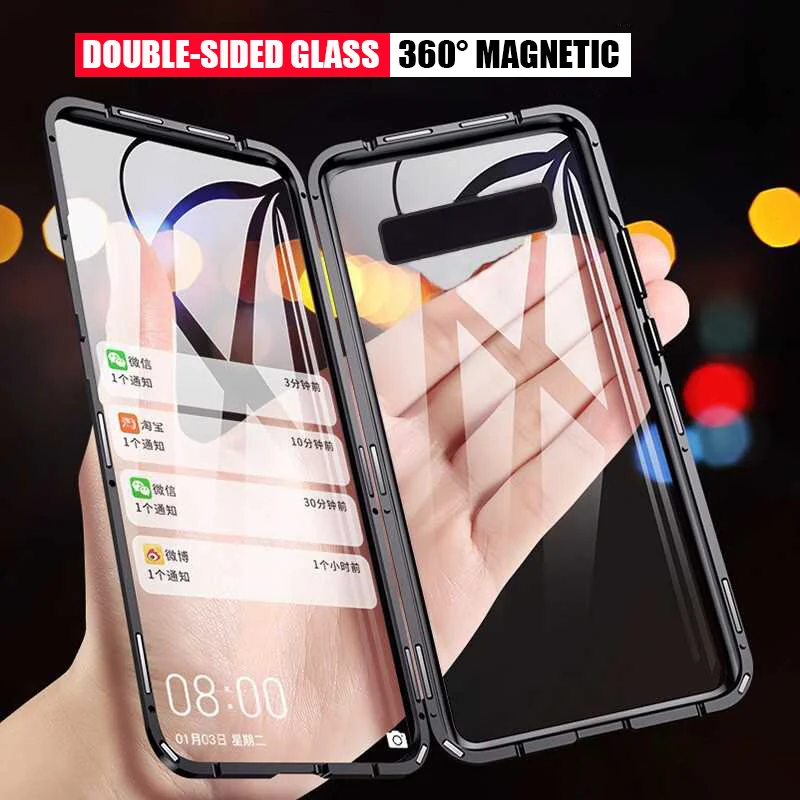 

360 Magnetic Metal Adsorption Case For Samsung Galaxy Note 10 20 8 9 S21 S20 S10 S8 S9 Plus Ultra A22 A12 A32 A52 A72 A71 A51