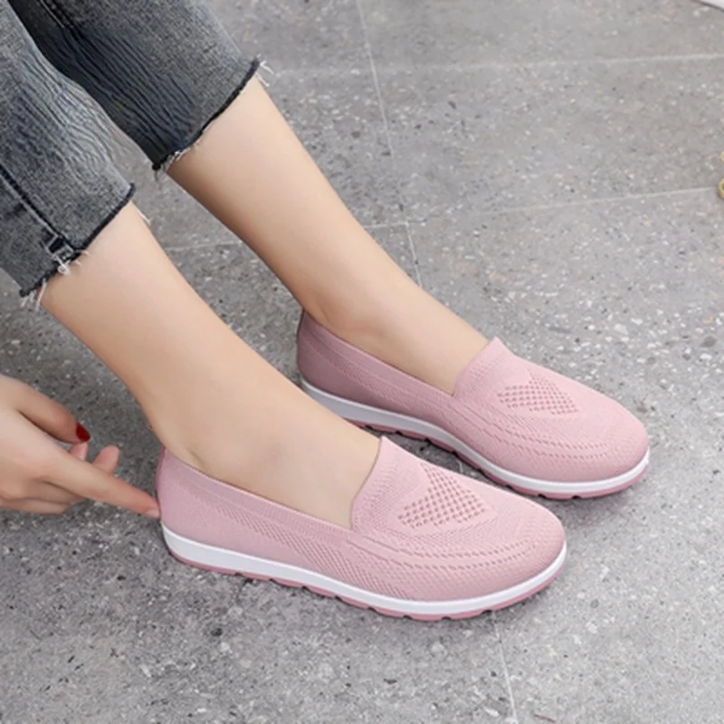 

Кроссовки женские сетчатые без шнуровки, повседневные лоферы, плоская подошва, прогулочная обувь, мягкие, для улицы, на лето