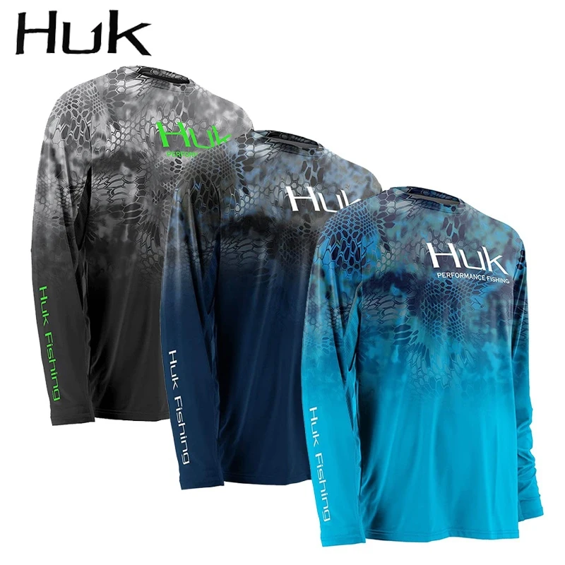 

HUK Men's Fishing T-Shirt UPF 50+ Fishing Clothing Outdoor Sports Long Sleeve Sweatshirt Casual Breathable UV Protection Top