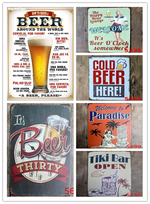 

Beer Cheers Tin Sign Vintage Wall Plate Decor Bar Pub Restaurant Kitchen Pin Up Metal Signs Crafts Decorative Plaques