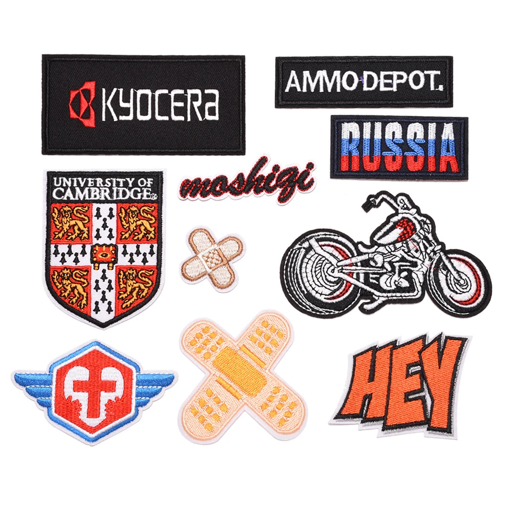 

Cartoon Motorcycle Embroidery Patch Letters Iron on Patches Clothing Accessories Bags Shoes Hats Punk Cloth Stickers Badge