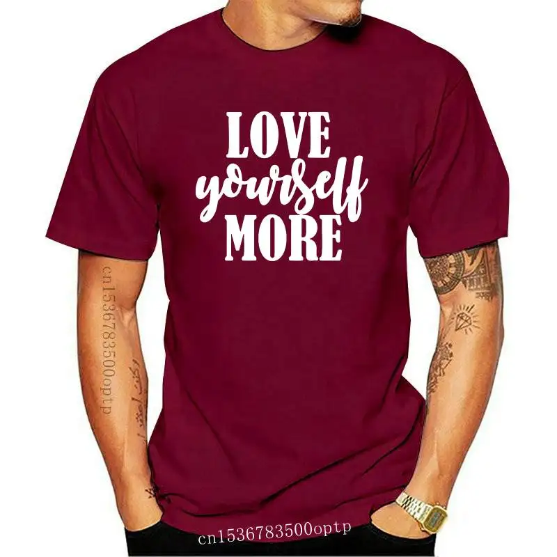 Футболка женская с принтом Love Yourself More хлопковая Повседневная забавная рубашка