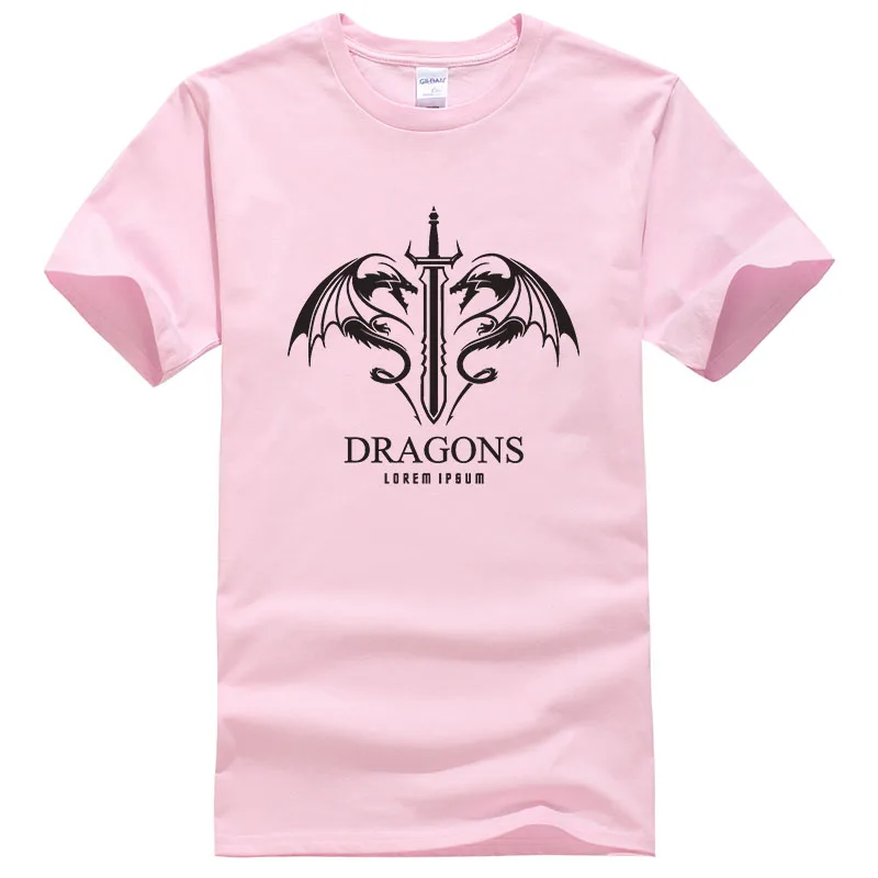 

2016 Summer Printed 100% Cotton Dragons lorem ipsum t shirt Men Casual Clothing Tops Short Sleeves Tees