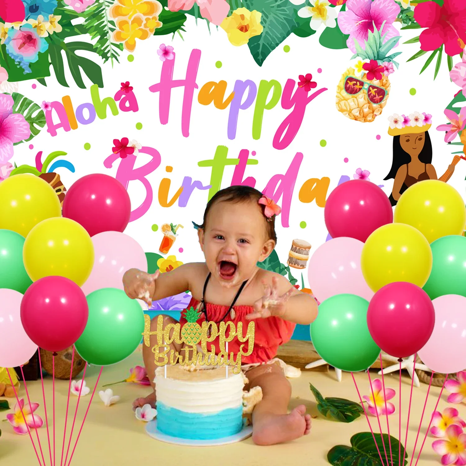 Набор украшений Luau в гавайском стиле набор тропических воздушных шаров Алоха фон