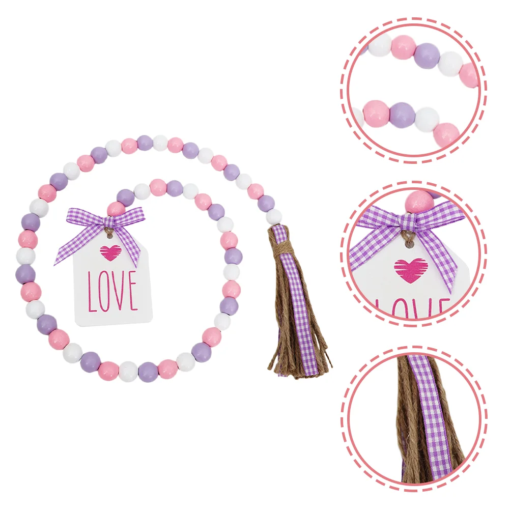 

Bead Beads Garland Valentines Tassel Wood String Party Wooden Decor Engagement Wall Hanging Decorations Country Valentine Heart