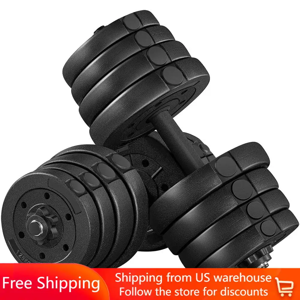 

55lb Barbell Dumbbell Strength Training Weights Curl Bar for Home/Gym Black Dumbbells Adjustable Dumbbells to Exercise At Home