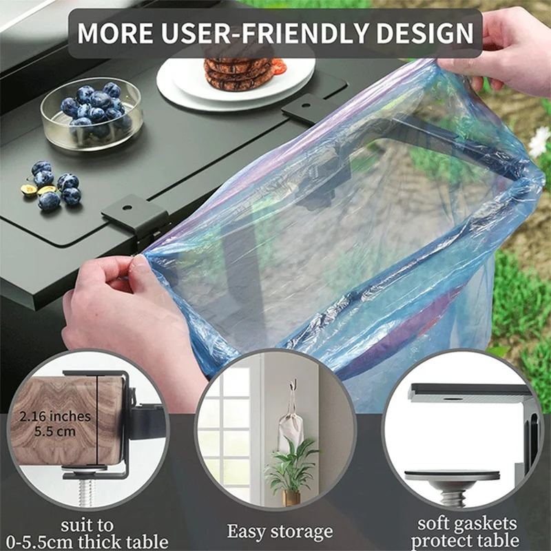 

Trash Bag Holder Portable Trash Bag Holder For Cabinet With Cloth Bag And Binder Clips, 11.8X5.9Inch Portable