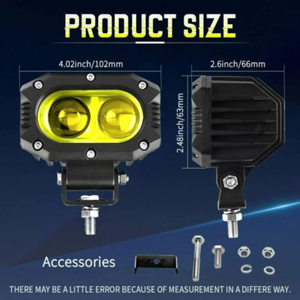 

Durable LED Work Light Driving Lamp Vehicle W/ Mounting Bracket Yellow 1pcs
