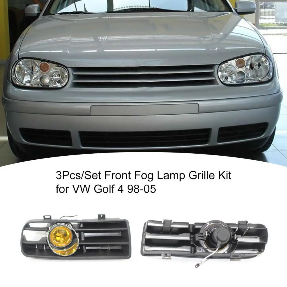 3Pcs/Set Front Fog Lamp Grille Kit 1J0853665B 1J0853666B for VW Golf 4 98-05