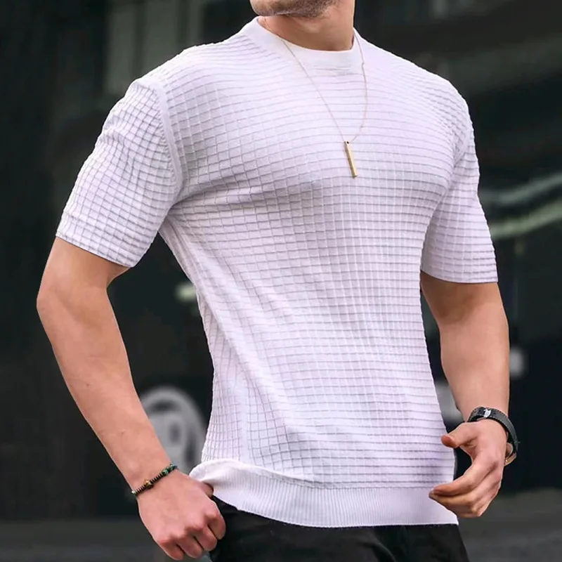 

Y2k Oversized Large Men's T-shirt Fashionable T Shirts Hip-hop Street Short Sleeved Topgraphic Small Grid Daily Casual Cotton