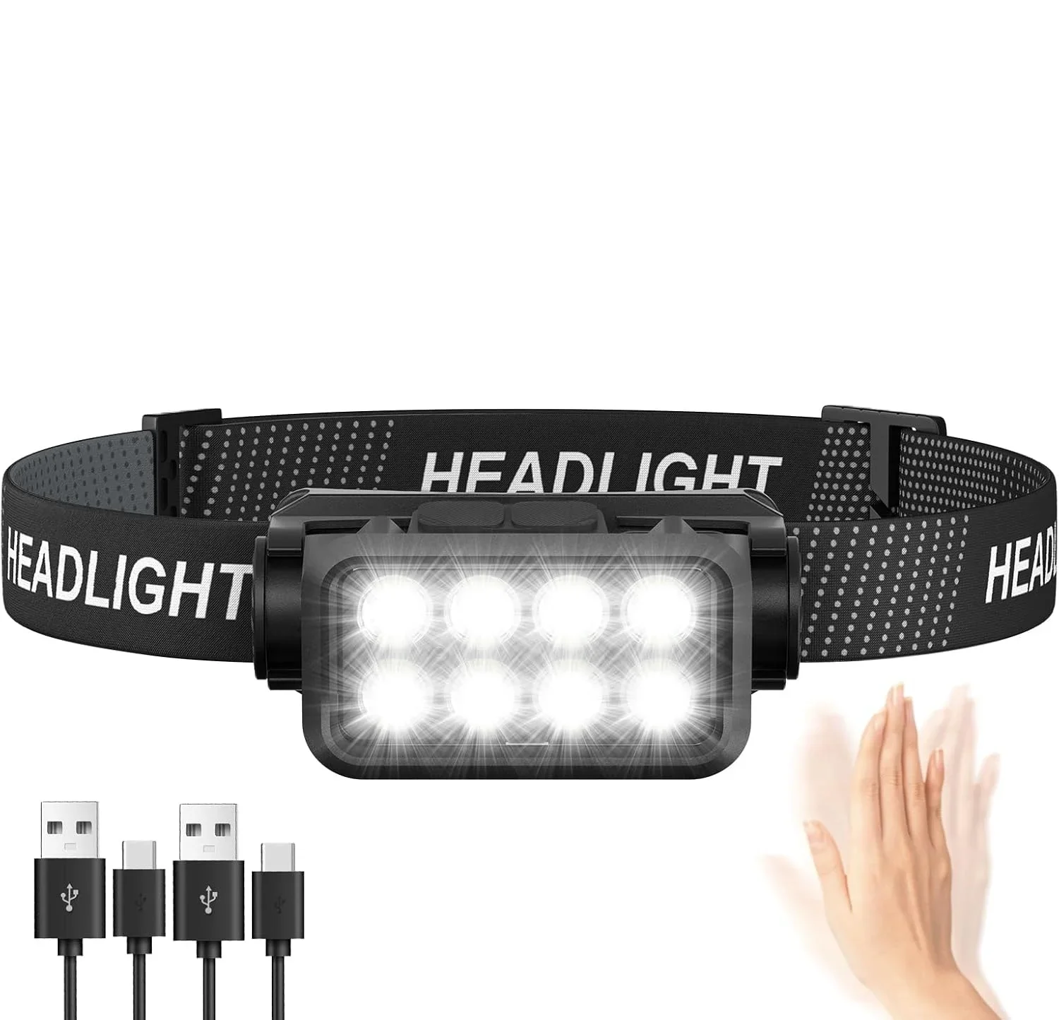 

Налобный фонарь 8 LED, перезаряжаемый, ультраяркий