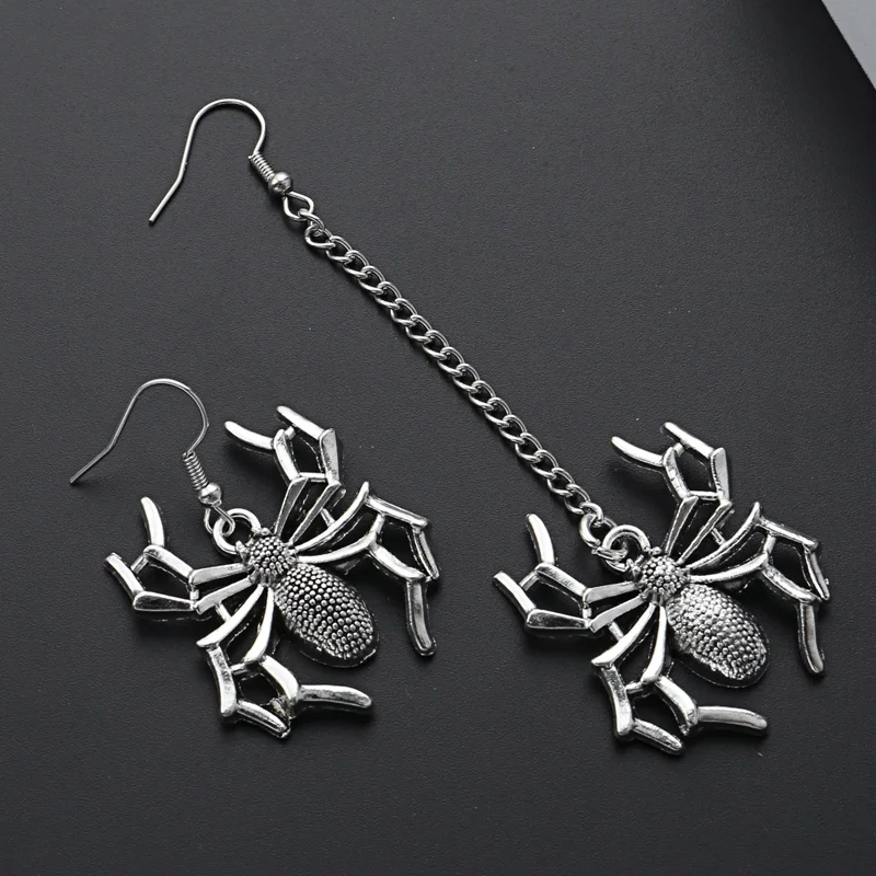 

1Pair Gothic Dark Style Asymmetrical Spider Earring For Women Punk Occult Goth Jewellery Rock Metal Dangle Earrings Gifts