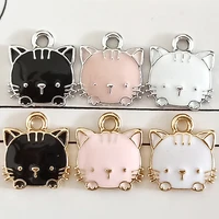 10pcs 1415mm enamel gold plated black cat charm pendant for jewelry making womens bracelet necklace diy earring accessories
