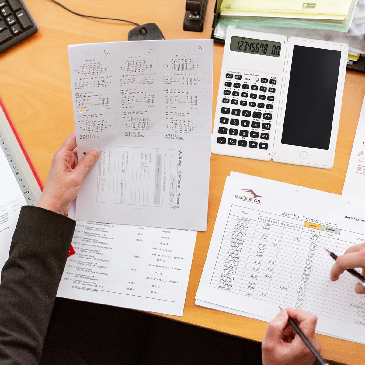 Складной калькулятор 10-значный с ЖК-экраном ручка для рукописного ввода