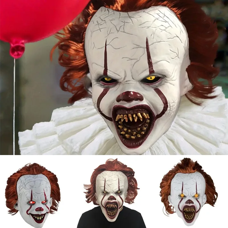 Светящаяся Маска Клоуна Ужасов Аксессуар На Хэллоуин С Регулируемым Лицом