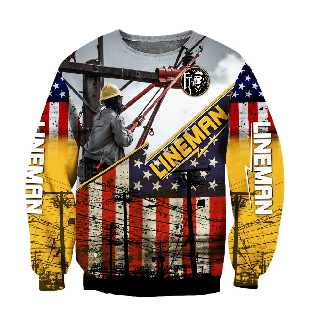 

CLOOCL Fashion Sweatshirts 3D Graphic Electrician Lineman Printed Tops Casual Hip Pop Streetwear Harajuku Men Clothing