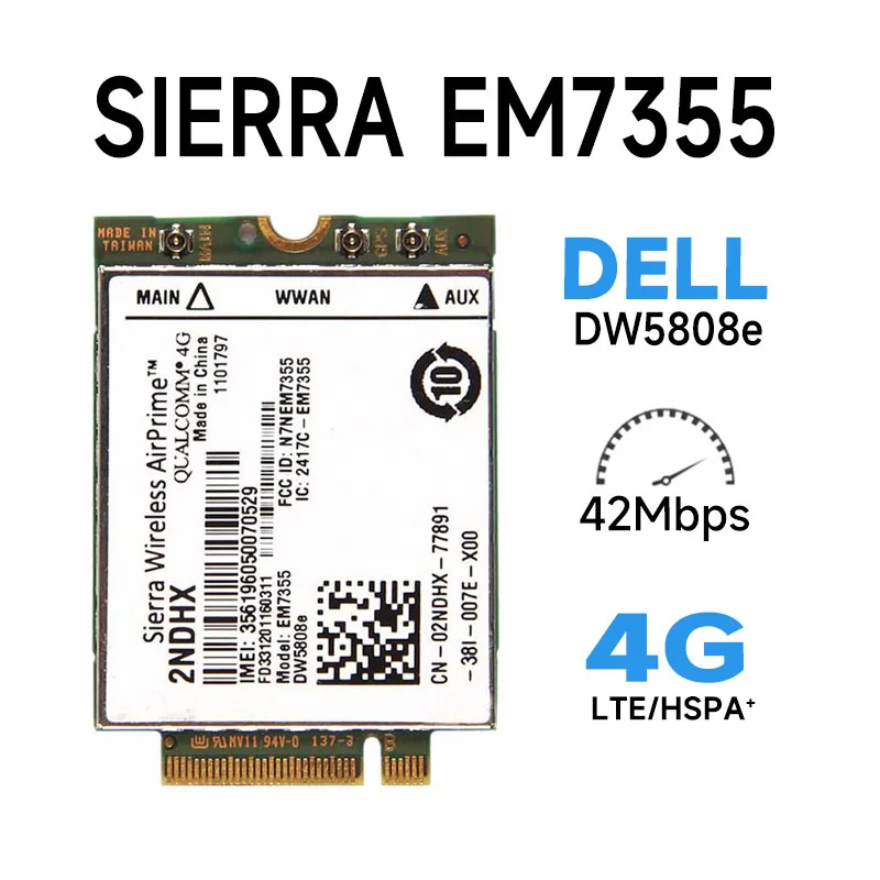 Dell-tarjeta inalámbrica DW5808E 4G LTE EM7355, Qualcomm WWAN NGFF, módulo 3G, dw 5808E