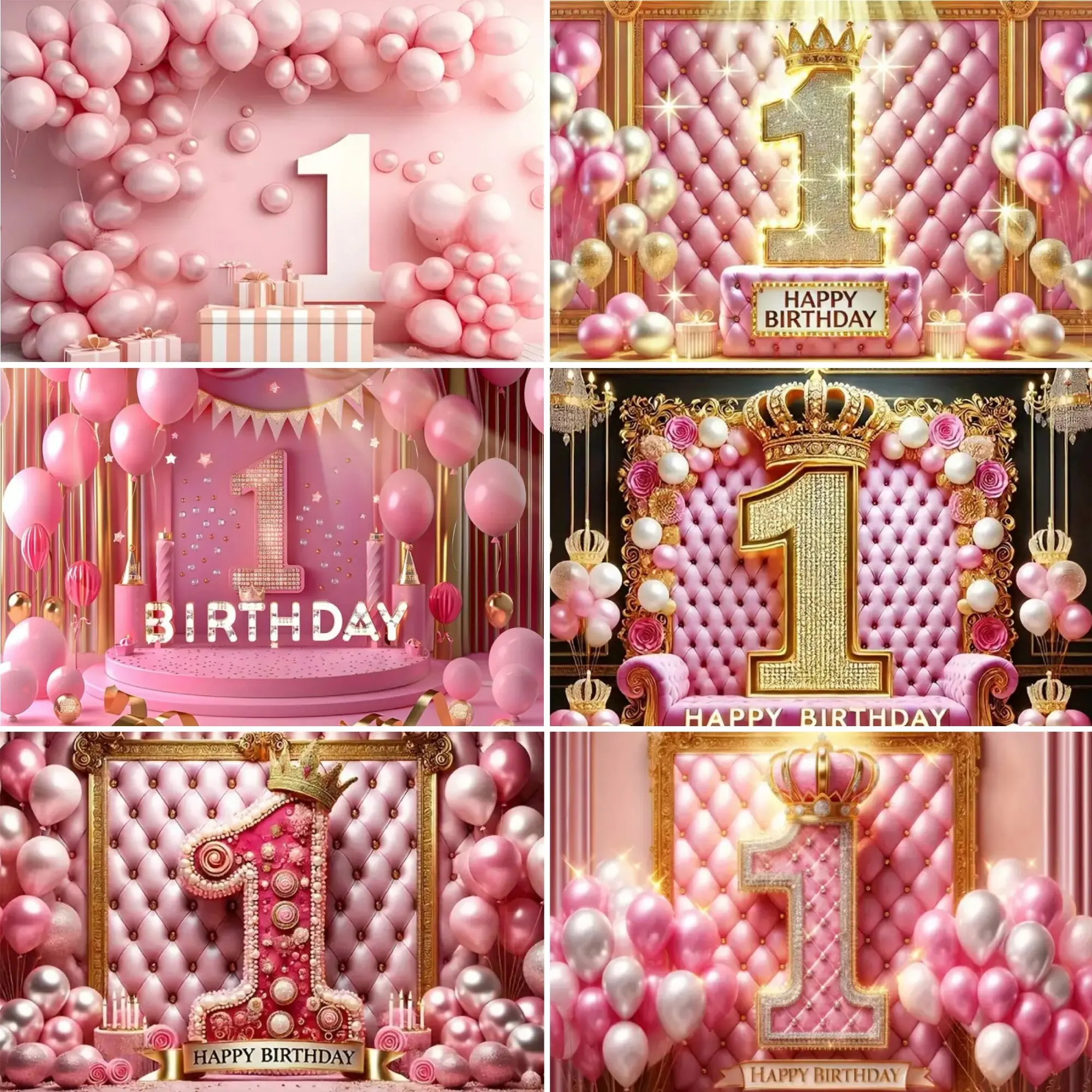 Розовый фон для украшения вечеринки в честь первого дня рождения воздушный шар