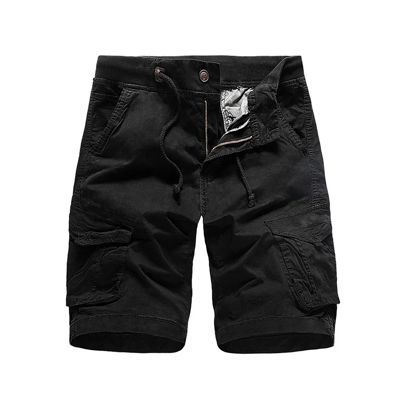 

Summer new men's mid-waist multi-pocket tooling 5-point pants plus size casual washed shorts