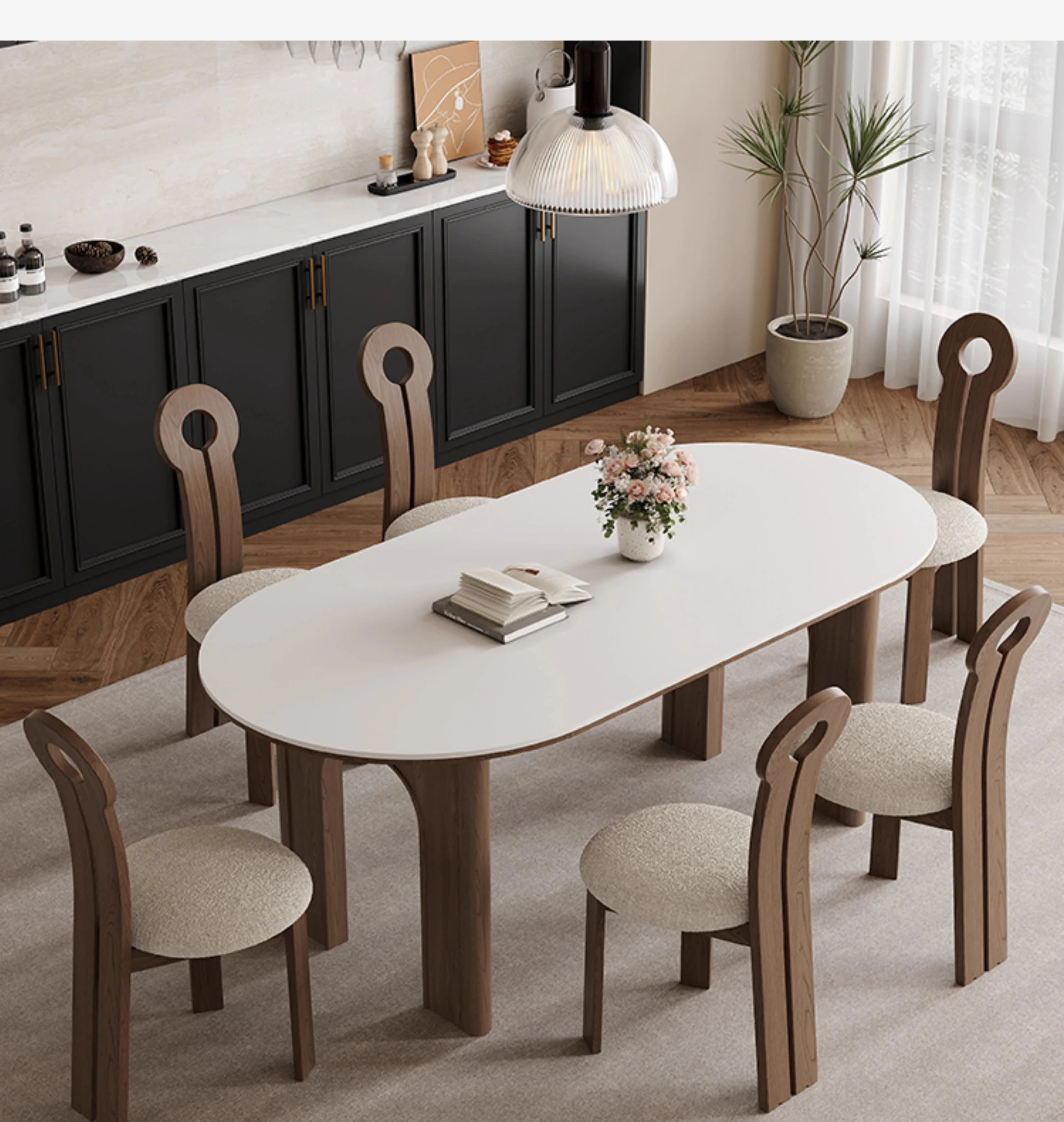 z litego drewna kamiennej płyty stół do jadalni lekki luksusowy mały apartament domowy orzechowy prostokątny i krzesło