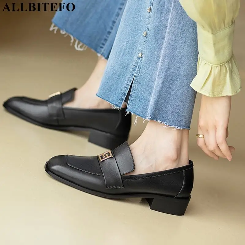 

2023 New Arrival Size 34-40 High Quality Soft Genuine Leather High Heel Shoes Square Toe Spring Fashion Women Heels Shoes
