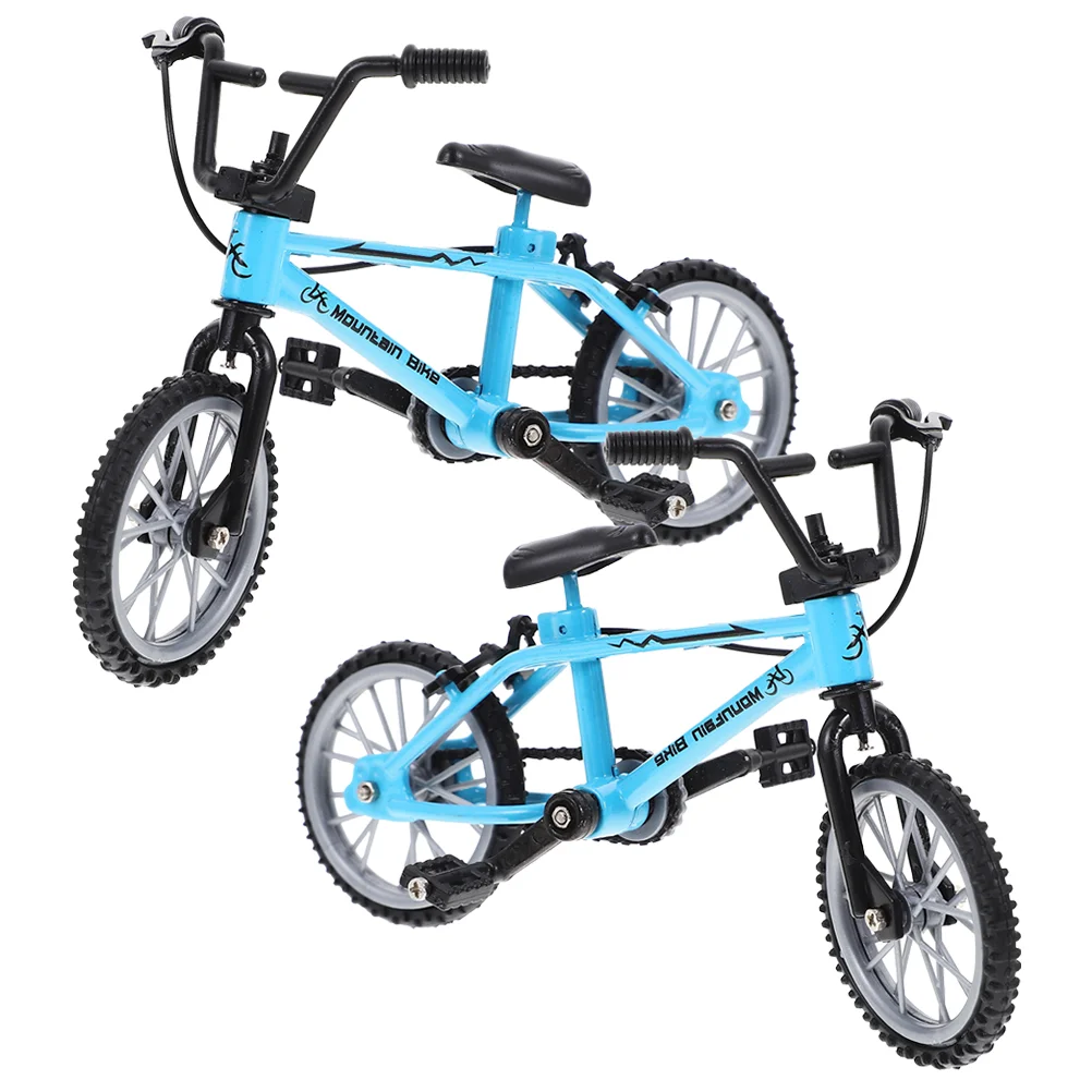 

2 Pcs Bike Mini Bicycle Double Pole House Miniature Tiny Artificial Alloy Model