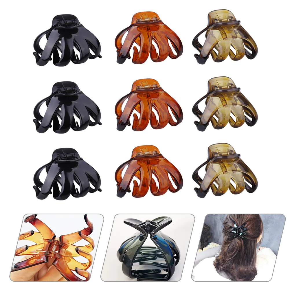 

9 Pcs Hairpin Women's Clips Accessories Claw Non-slip Shark Plastic Barrette Miss