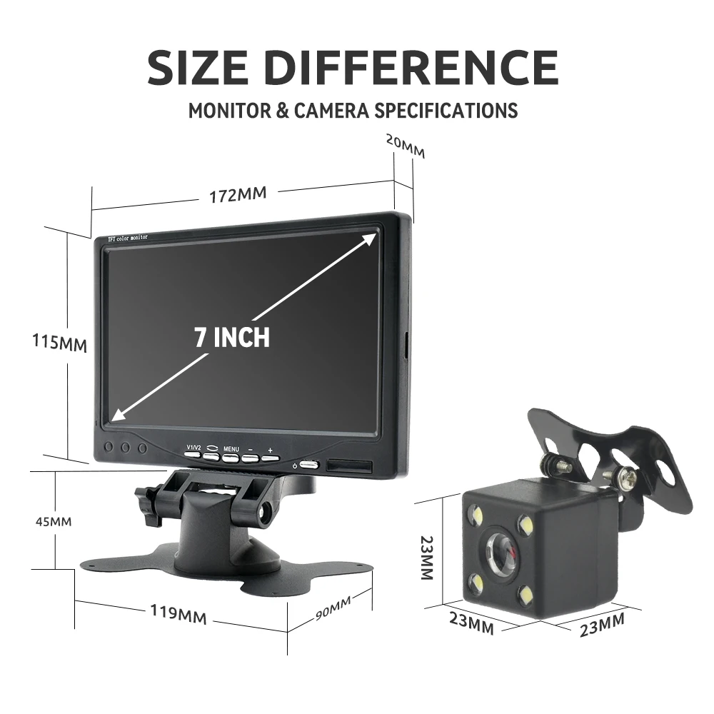 MJDOUD Автомобильная камера заднего вида для парковки автомобиля 7-дюймовый монитор