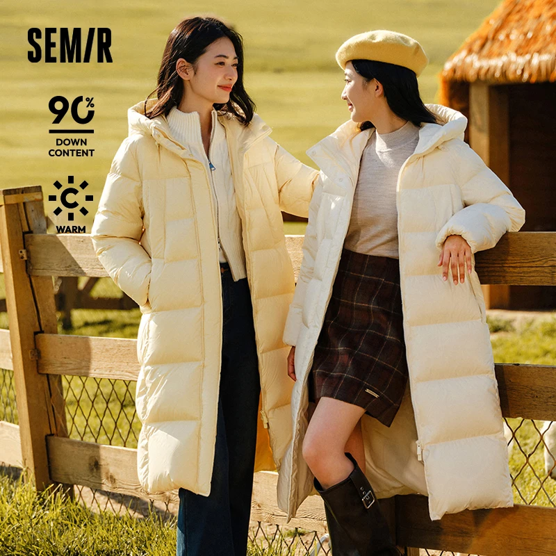 Пуховик Semir женский длинный универсальный Непромокаемая куртка с капюшоном
