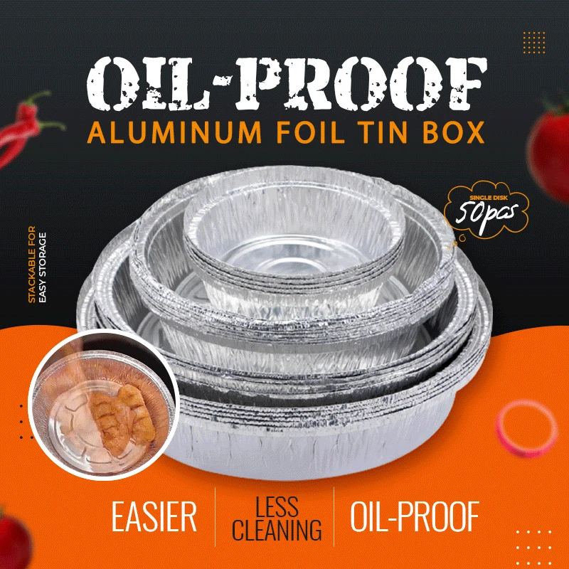 

50PCS Baking Tin Foil 5/7/8 Inches Disposable Oil-Proof Aluminum Foil Baking Egg Tart Pan Cupcake Case BBQ Air Fryer Liner Pad