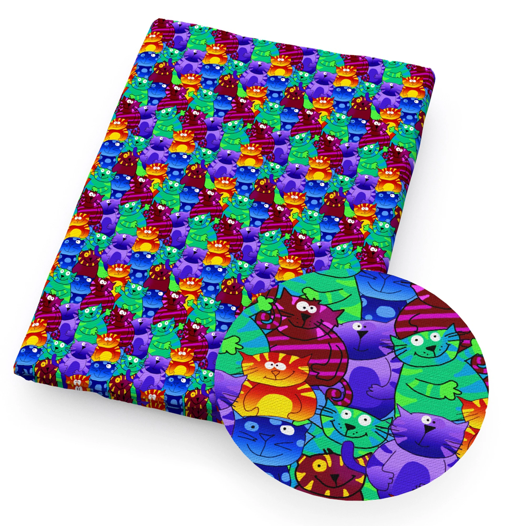 Кошачий лоскутный полиэстер-хлопковый материал для шитья, квилтинга и рукоделия, с печатным рисунком 50 * 145 см, DIY материал c21553.